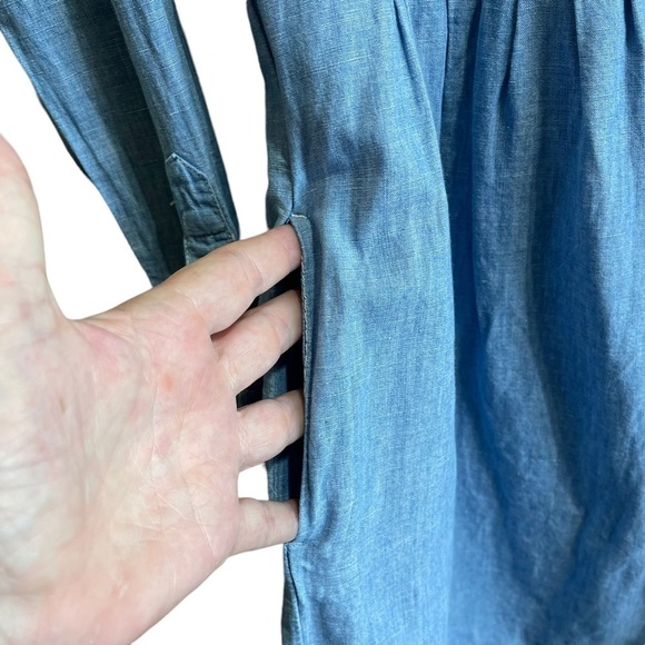 RALPH Lauren Denim Supply Blue Chambray Popover Tuck Front Dress Long Sleeve XS - Picture 5 of 8